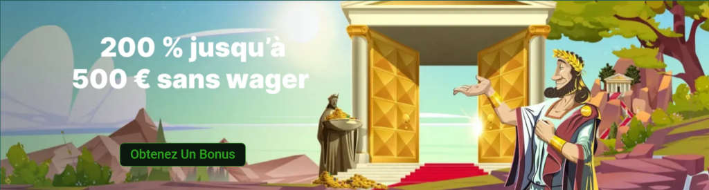 Bannière promotionnelle Cresus Casino 200% jusqu’à 500 € sans mise