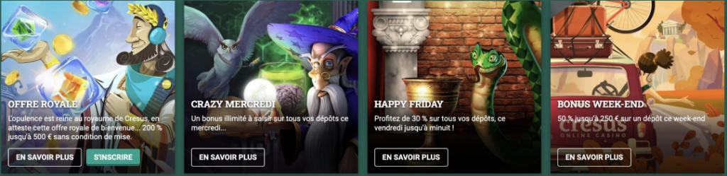 Offres promotionnelles variées sur Cresus Casino