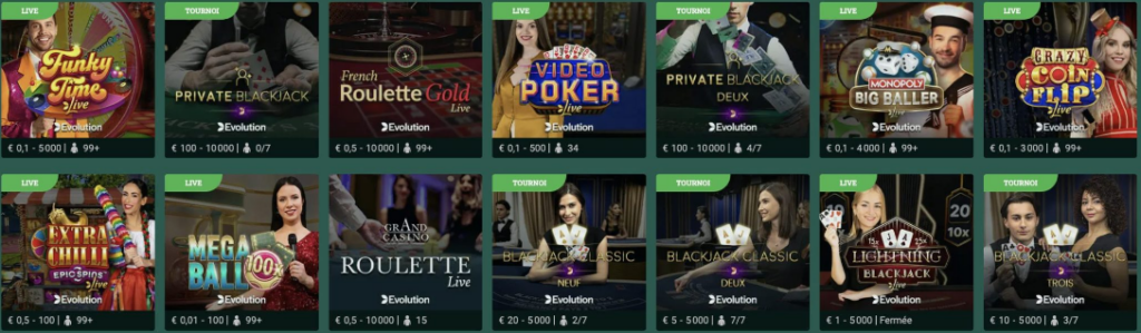 Jeux en direct cresus casino